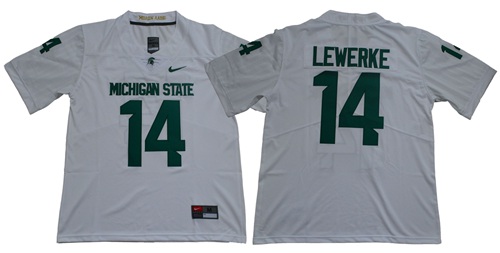 Spartans #14 Brian Lewerke White Limited Stitched NCAA Jersey